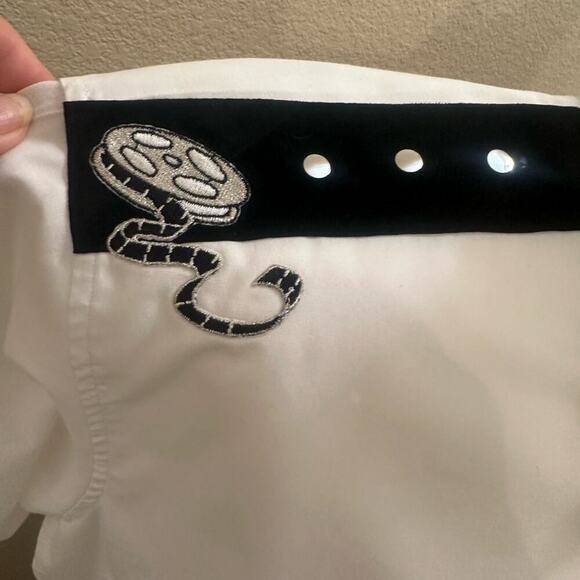 SCRAMBLE USA Unique Movie Theater Shirt. Black & White Studs on collar/shoulder - Picture 7 of 10